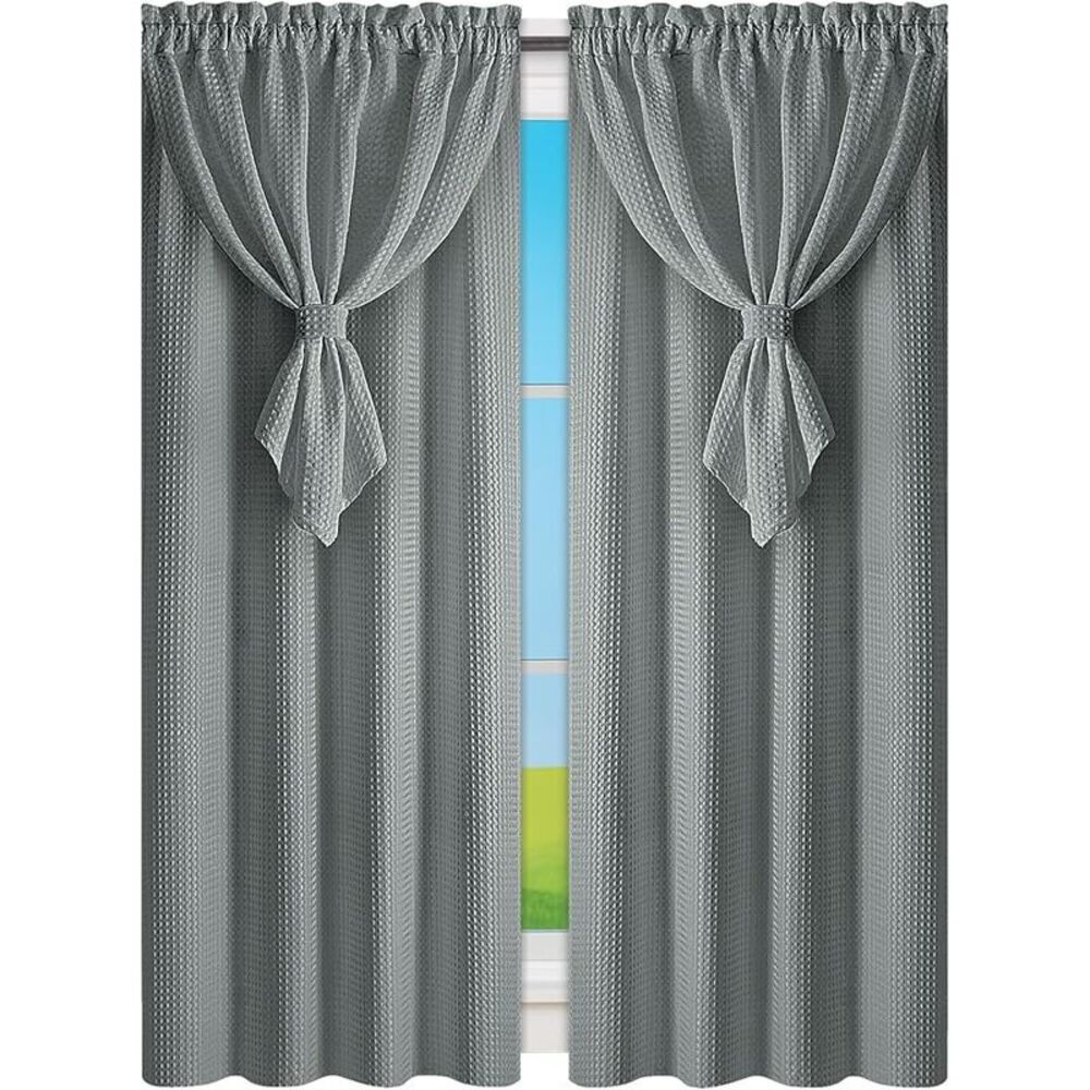 Collections Etc Allegra Curtain Panel with Attached Valance